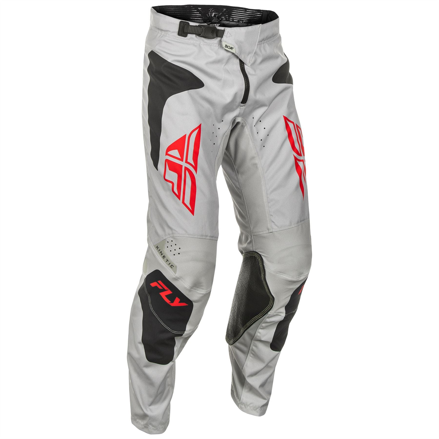 Fly Racing 2025 Kinetic Sym Motocross Pants Light Grey Red Black